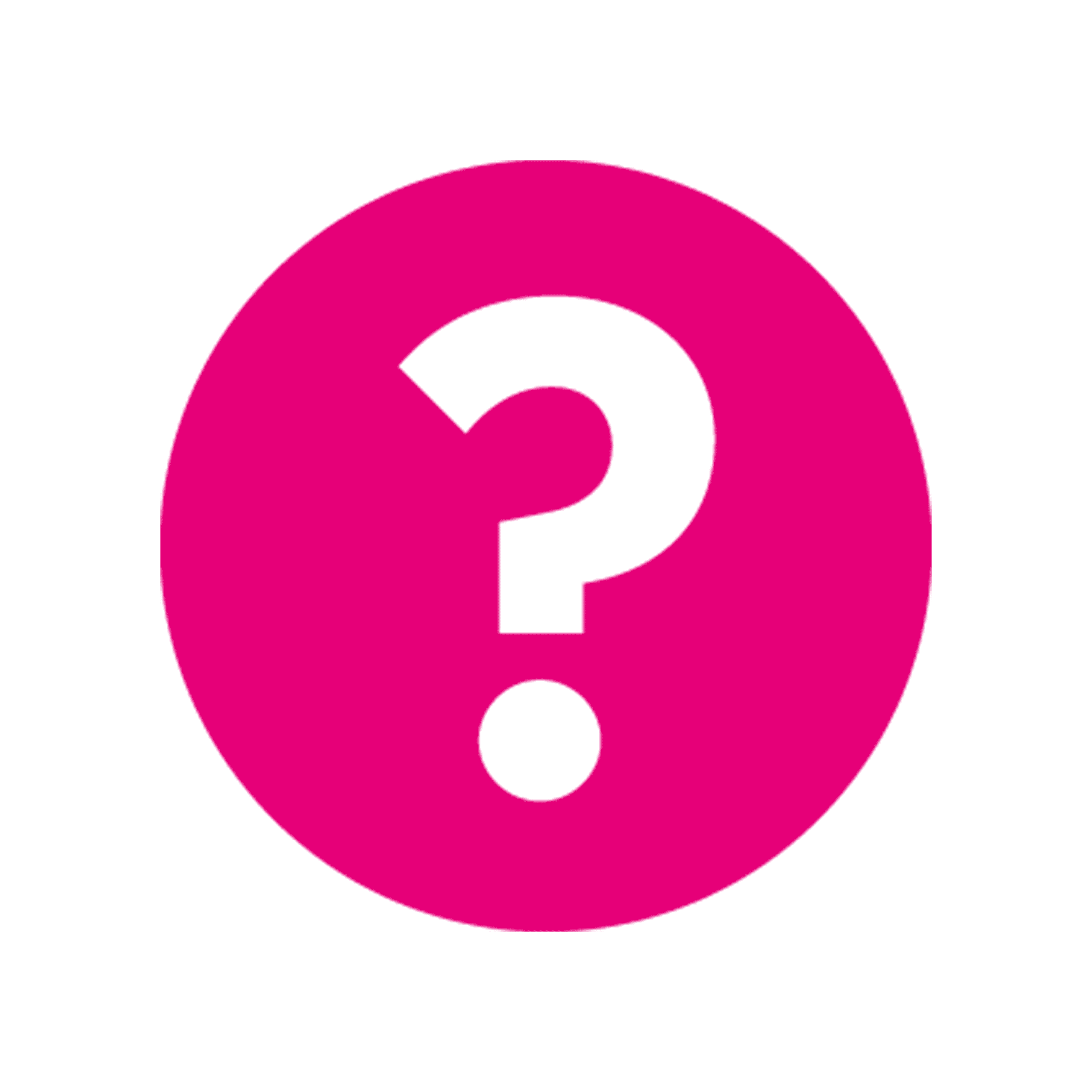 Pink question mark illustration.
